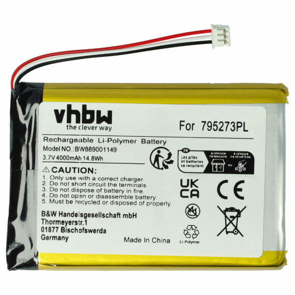 Bateria vhbw 4000 mAh 3.7 V Li-polymer para Tigerbox Touch