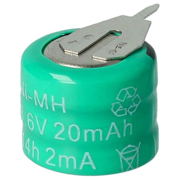 Bateria Recarregável Tipo 3/V15H com 2 Pinos vhbw - 20 mAh 3.6V NiMH para Modelos de Construção e Lâmpadas Solares