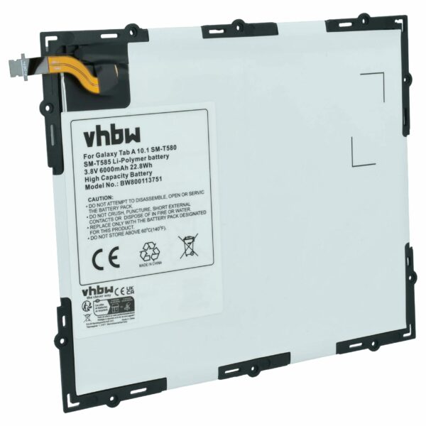 Bateria vhbw para Samsung Tablet - 6000 mAh 3.8 V Li-polímero (Substitui GH43-04628A, EB-BT585ABE, EB-BT585ABA)