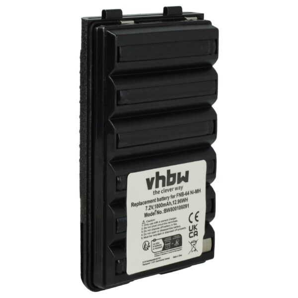 Bateria vhbw para rádio Yaesu Vertex / Standard Horizon (1800 mAh, 7.2 V, NiMH)