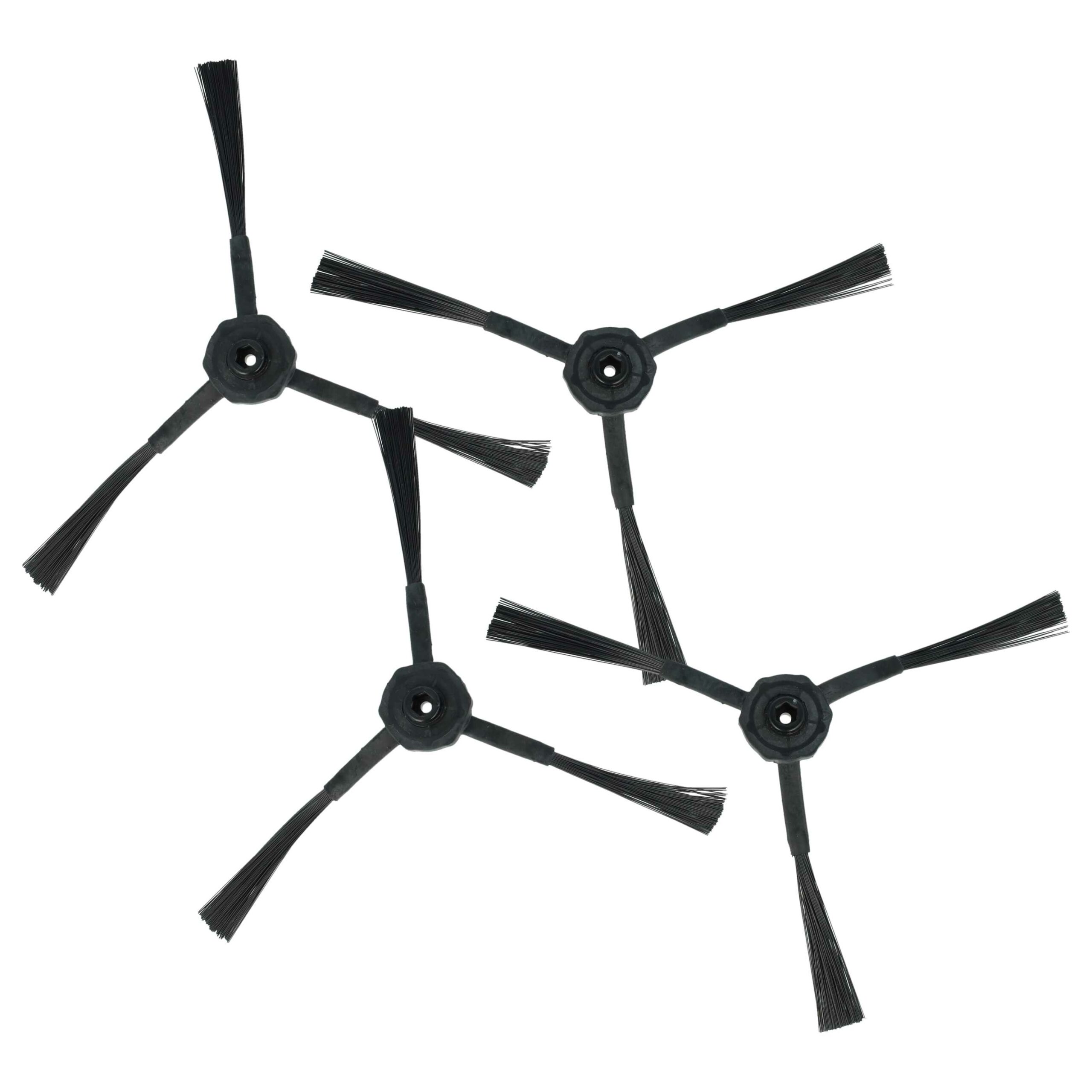 4 Escovas Laterais para Aspiradores Robóticos iLife, Ecovacs, Haier, Ariete - 3 Braços, Preto