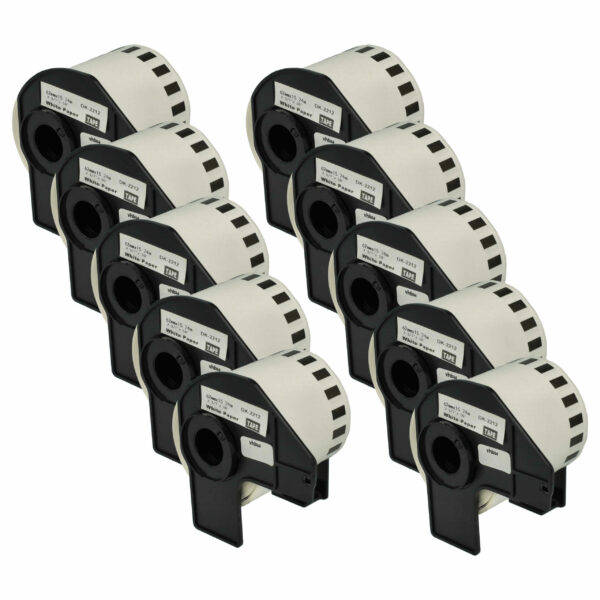 10x Rolo de Etiquetas Compatível com Brother DK-22212 - 62 mm x 15,24 m + Suporte
