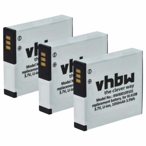 3x Bateria compatível Rollei AC 410-420, RL410B - 1000mAh, 3.7V, Li-Ion vhbw