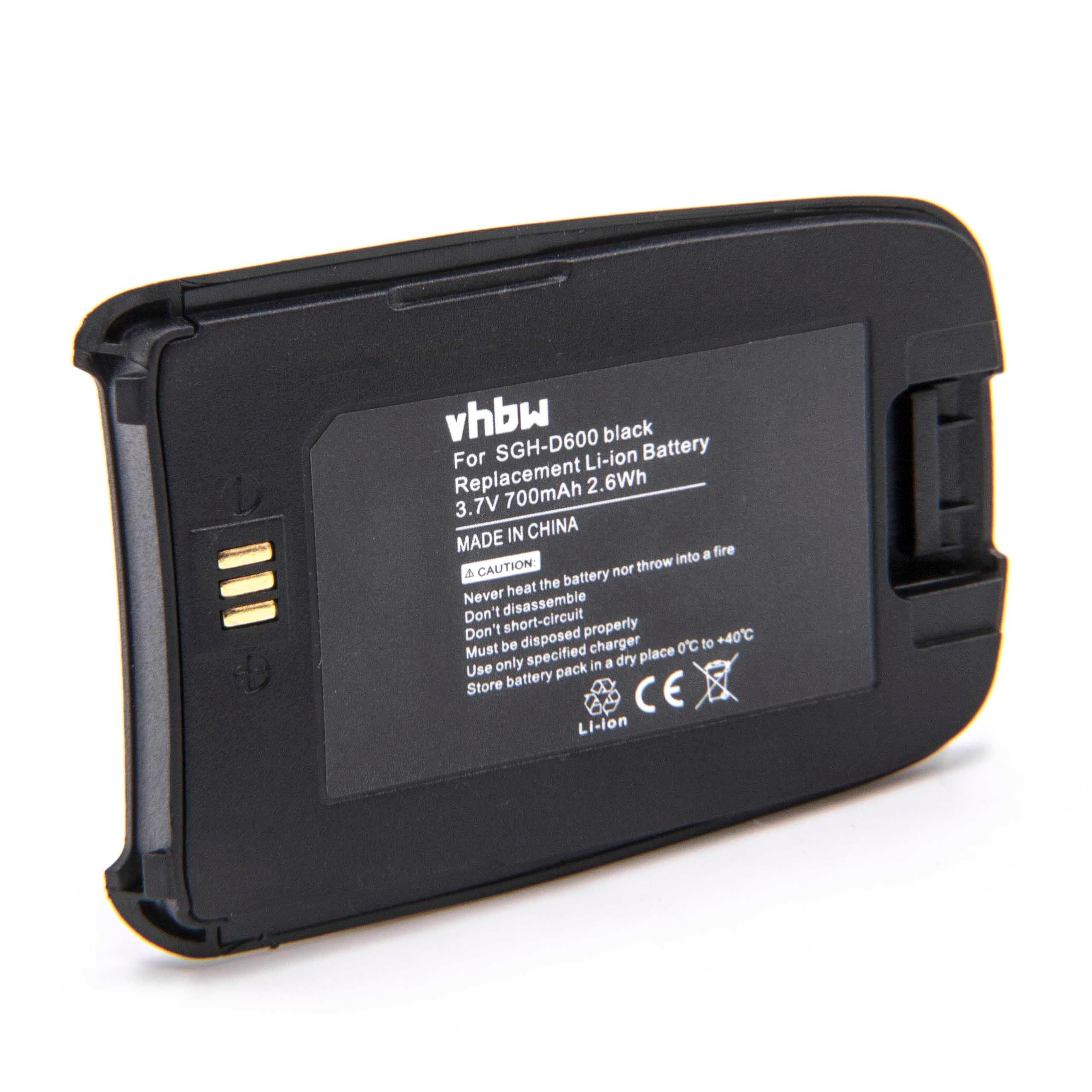 Bateria vhbw compatível com Samsung BST4389BE - 700 mAh 3.7 V Li-Ion + Capa Traseira