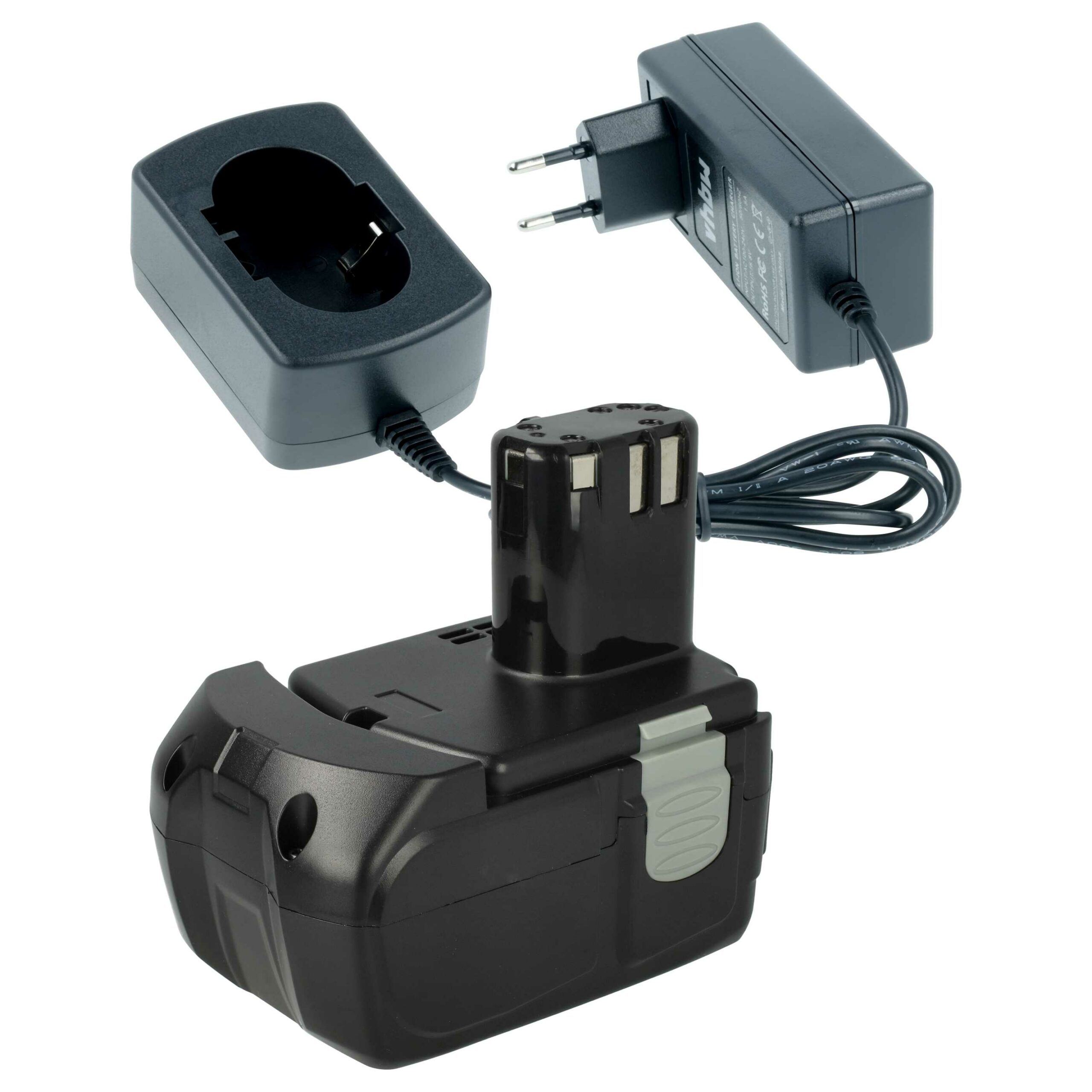Conjunto de Carregador e Bateria 2 Ah vhbw para Ferramentas Hitachi EBL1430, BCL1430, BCL1415