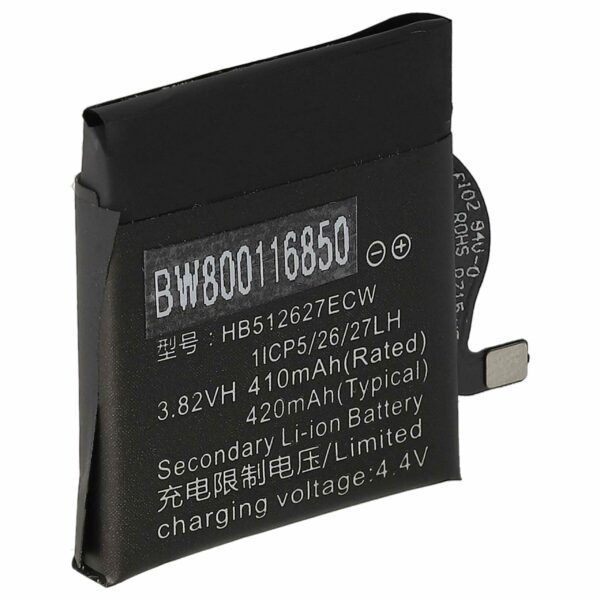 Bateria vhbw para Smartwatch Huawei HB512627ECW - 410 mAh 3.8 V Li-polímero