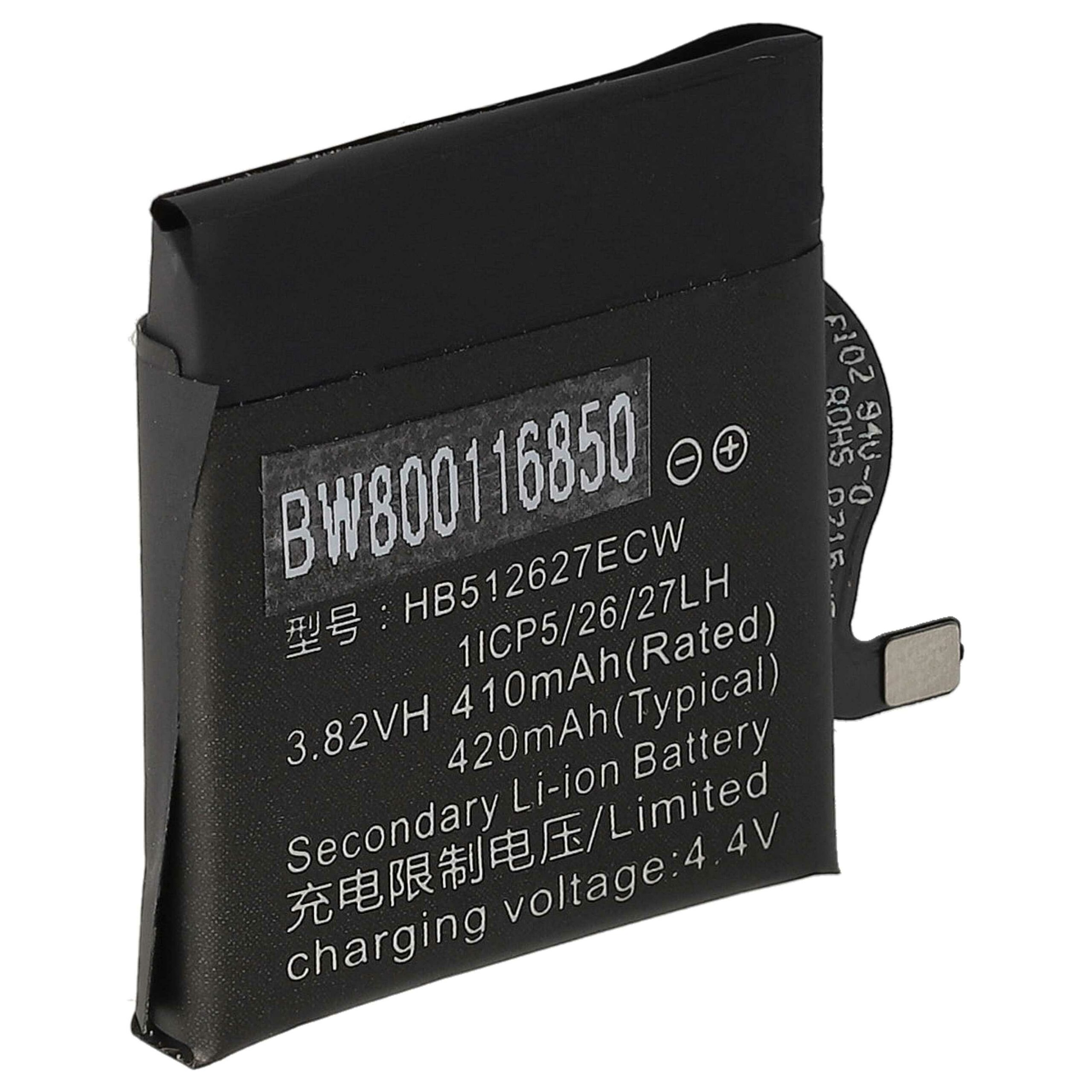Bateria vhbw para Smartwatch Huawei HB512627ECW - 410 mAh 3.8 V Li-polímero