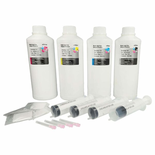 Kit de Tinta de Reenchimento 4x Multicolor vhbw para Impressoras Canon, HP e outras - 1000 ml