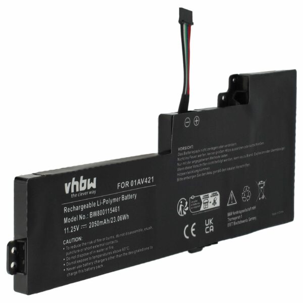 Bateria vhbw para Lenovo - SB10K97576, 01AV420, 01AV419, 01AV489, 01AV421 - 2050 mAh 11.25 V Li-polímero