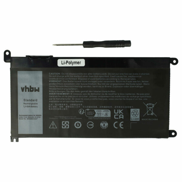 Bateria vhbw para Dell 9W9MX, 3CRH3, 1VX1H - 3650 mAh 11.4 V Li-polymer