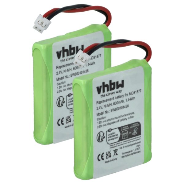 2x Bateria substitui GP0827, 5M702BMX, GP0748, GP0747, GP0735 para telefone fixo Telstra - 600 mAh 2.4 V NiMH