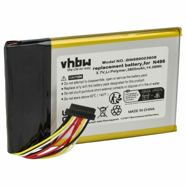Bateria vhbw compatível com Magellan N496 - 3800mAh, 3.7V