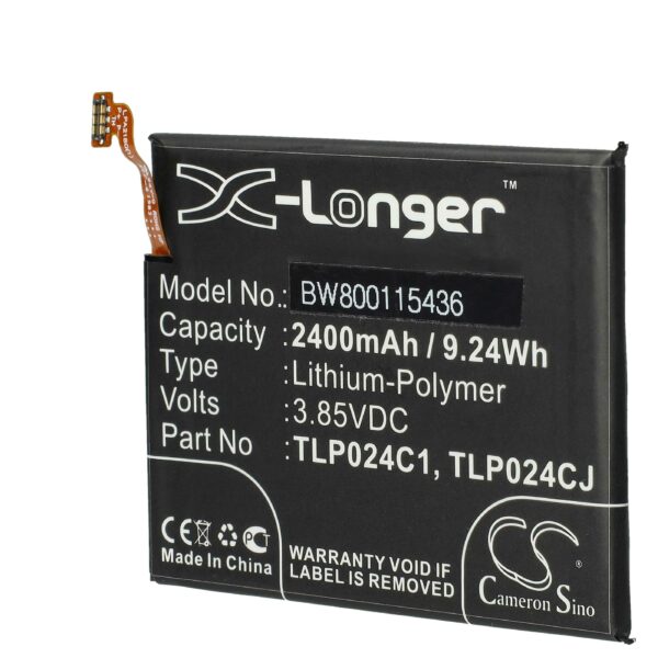 Bateria vhbw para Telemóvel substitui TLP024C2, TLP024C1 - 2400 mAh 3.7 V