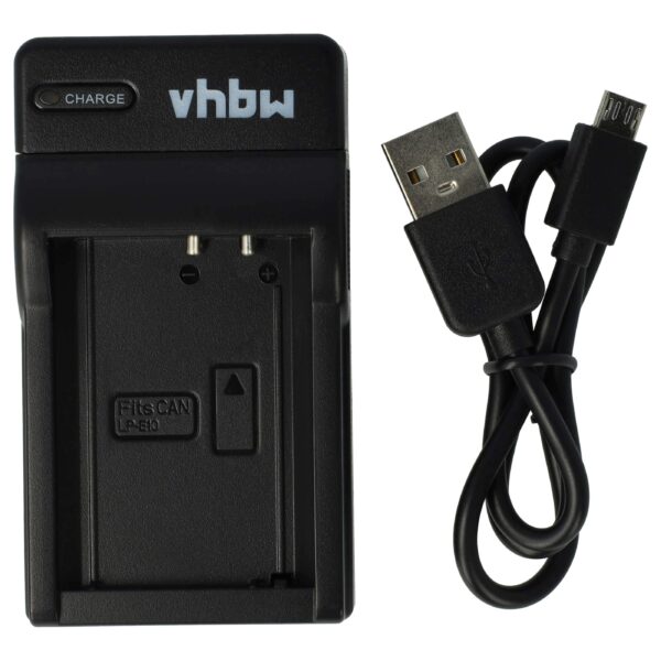 Carregador de Bateria vhbw Micro-USB com Cabo para Canon EOS 2000D, 4000D, Rebel T6, Kiss X80