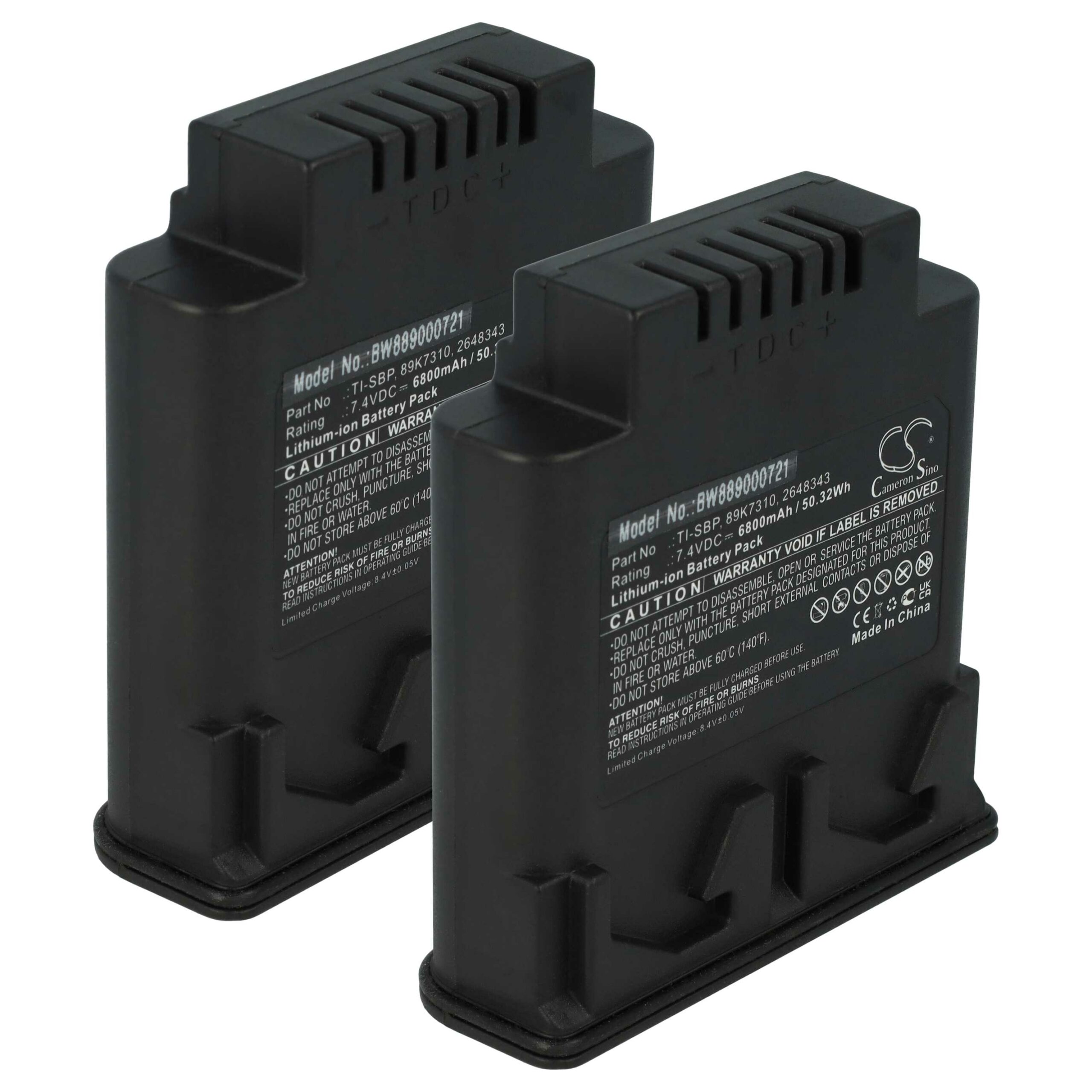 Bateria de Substituição para Câmara Térmica Fluke 89K7310 - vhbw 6800 mAh 7.4 V Li-Ion (Pack 2 Unidades)