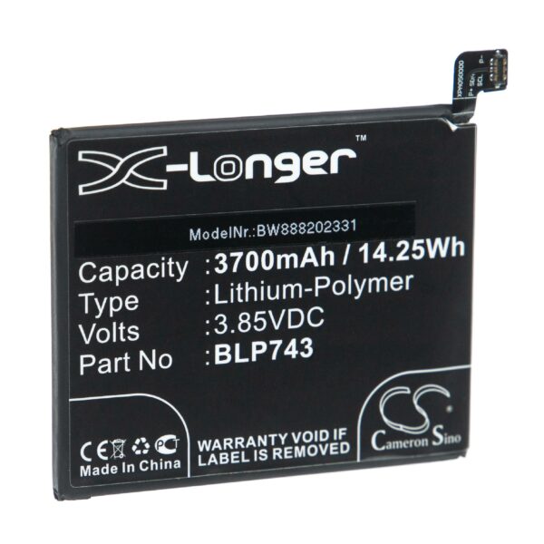 Bateria vhbw para Telemóvel OnePlus 7T (BLP743) - 3700 mAh 3.85 V