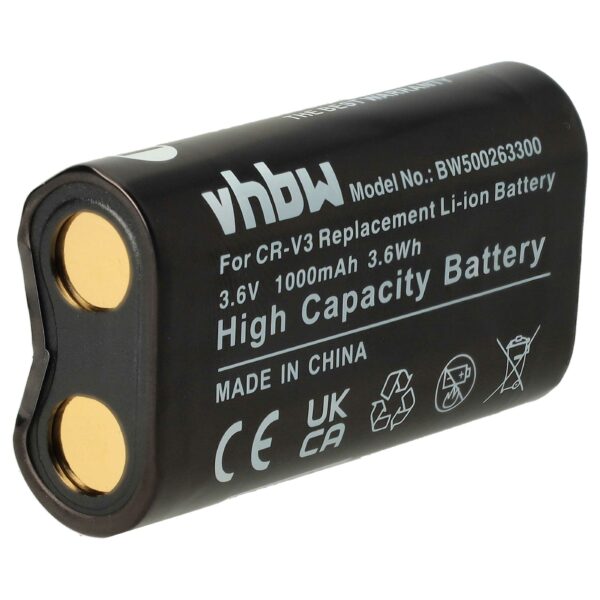 Bateria vhbw RV3, RCR-V3, LB-01, CR-V3P - 1000mAh, 3.6V, Li-Ion para câmaras digitais