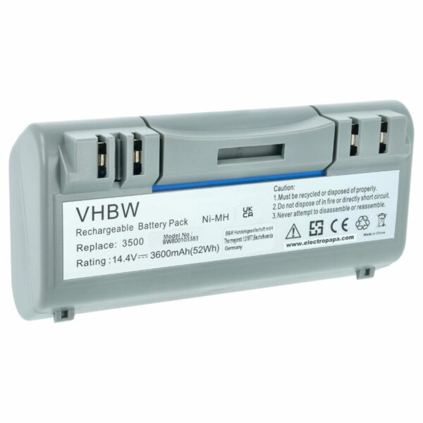Bateria de substituição vhbw para iRobot 3600mAh, 14.4V, NiMH (compatível com AEG SP385-BAT, 14904, SP5832)