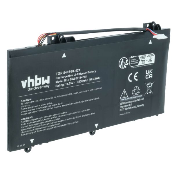 Bateria vhbw para portátil HP 849568-421, SE03XL - 3500 mAh 11.55 V