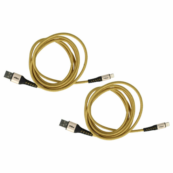 Cabo Lightning USB-A vhbw - 2 Unidades, 180cm, Amarelo e Preto