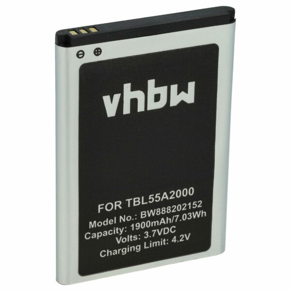 Bateria de substituição vhbw para Router TP-Link TBL55A2000, TBL-55A1800 - 1900 mAh 3.7 V Li-polymer