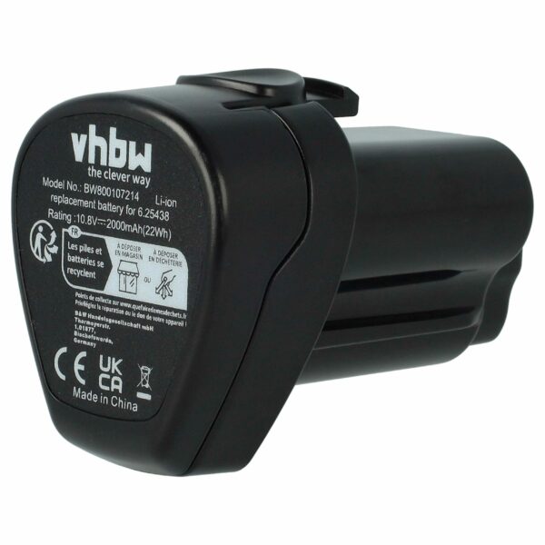 Bateria vhbw 10.8V 2000mAh Li-Ion para Metabo e Mafell - Compatível com 6.255.85, 6.254.39, 6.254.38, 6.254.36