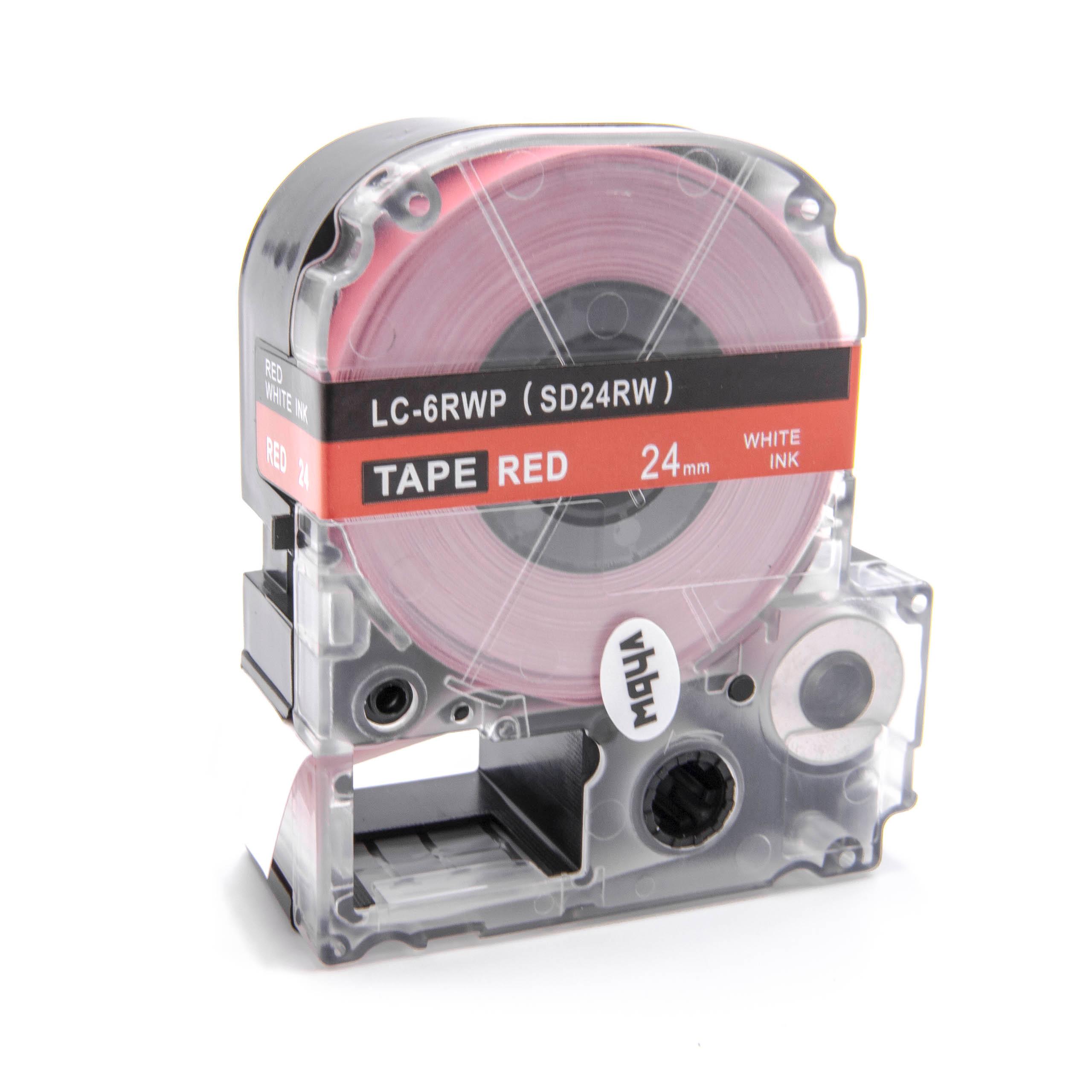 Fita de Etiquetas vhbw para Epson LC-6RWP - 24 mm Branco sobre Vermelho - Image 2