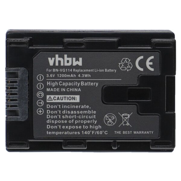 Bateria para Câmara de Vídeo JVC BN-VG114SU, BN-VG114, BN-VG114E, BN-VG114AC - 1200 mAh 3.6 V Li-Ion vhbw