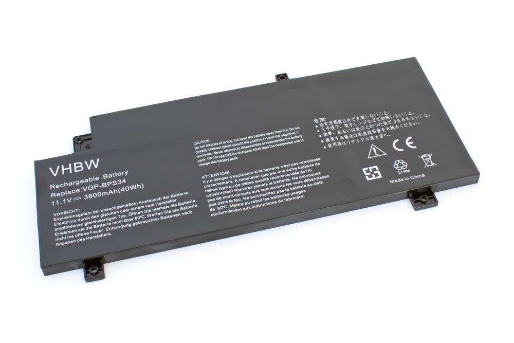 Bateria para Portátil vhbw substitui Sony VGP-BPS34 - 3600 mAh 11.1 V
