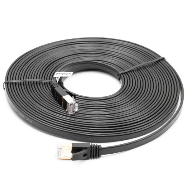 Cabo Ethernet Cat.7 Plano vhbw para Rede Doméstica e Escritório - 8 m, Preto