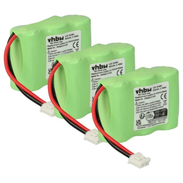 3x Baterias de Substituição C39453-Z5-C193, HSC22, 60AAH3BMX para Telefone Fixo Telecom Italia - 600 mAh 3.6 V NiMH
