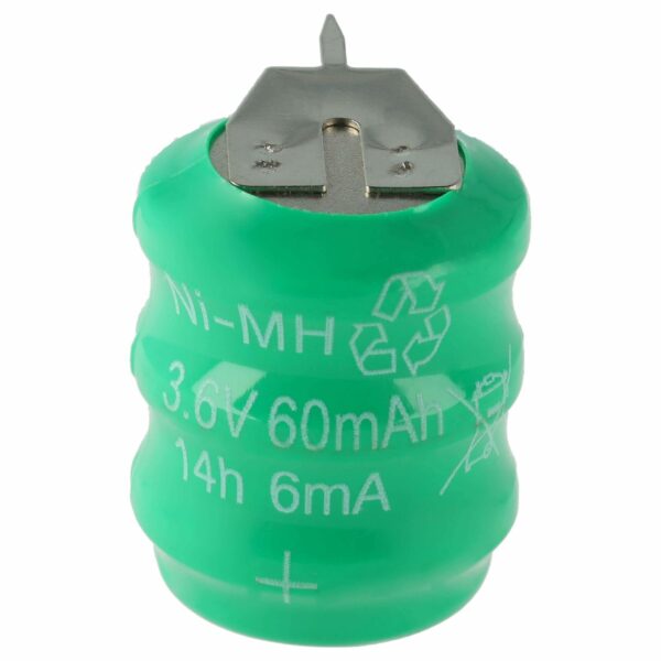 Bateria de Moeda Recarregável 3/V80H 3 Pinos vhbw 80 mAh 3.6V NiMH