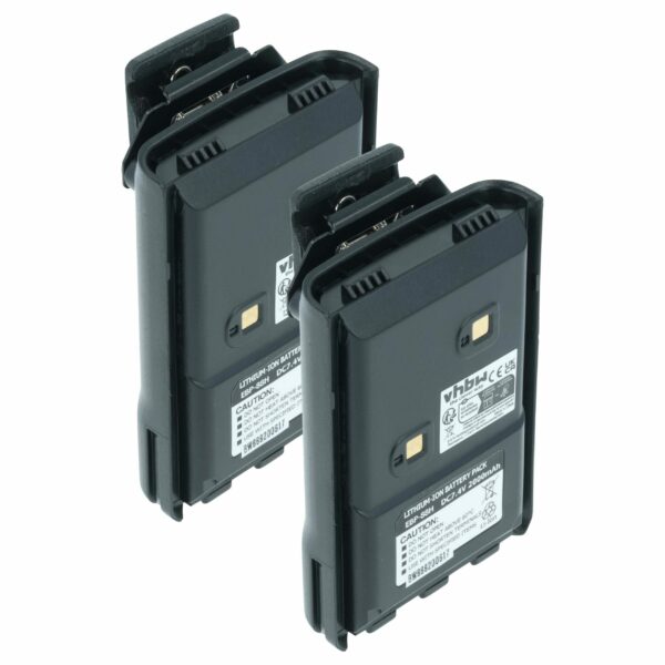 Bateria vhbw 2x para Rádio Alinco EBP-88, EBP-88H - 2000 mAh 7.4 V Li-Ion + Clips