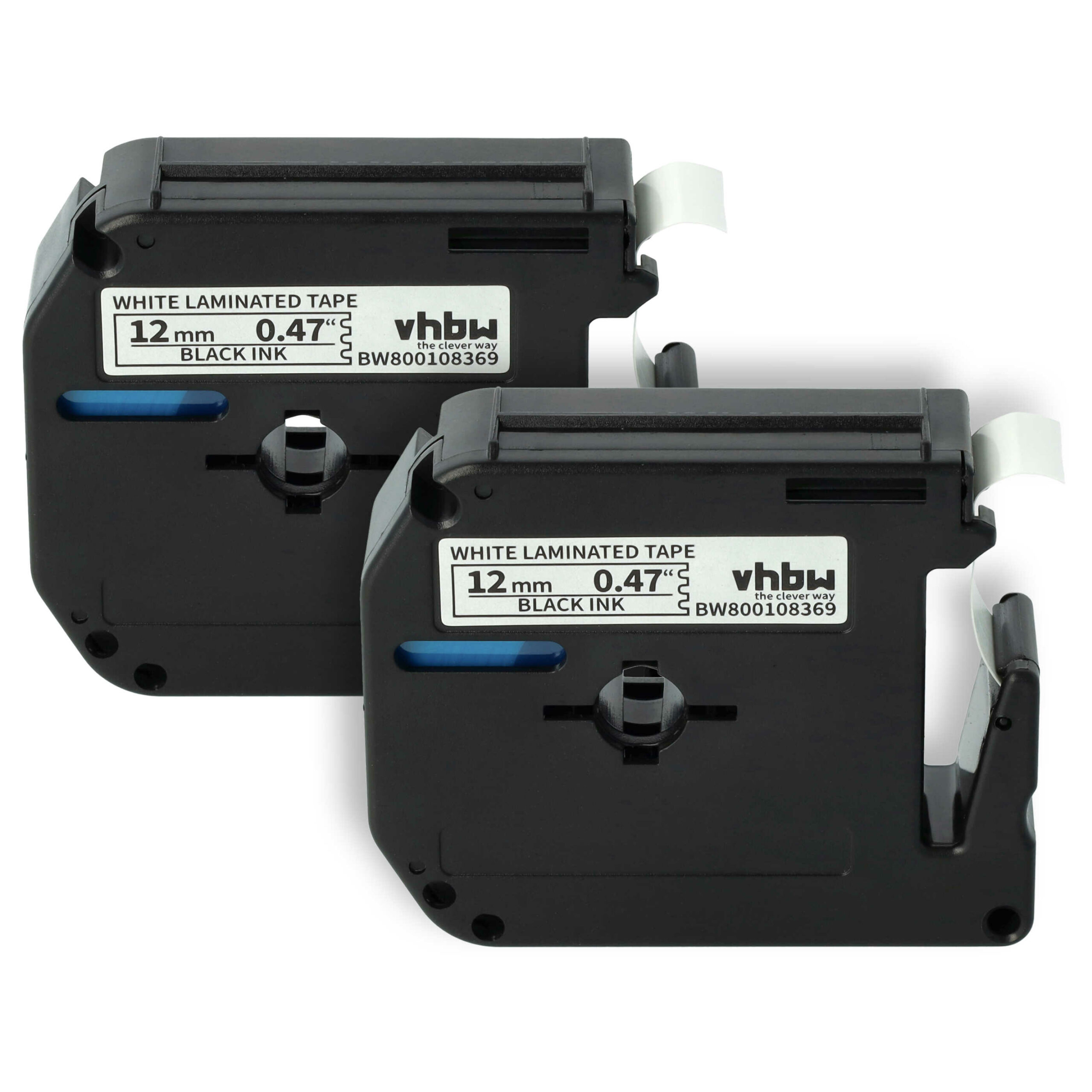 Fita de Etiqueta vhbw 2x Compatível com Brother M-K231 - 12 mm Preto sobre Branco