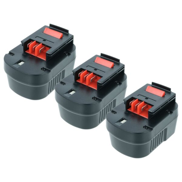 Pack 3x Bateria vhbw para Black & Decker A12, A12-XJ, A12EX, A1712, A12E - 3000 mAh, 12 V, NiMH