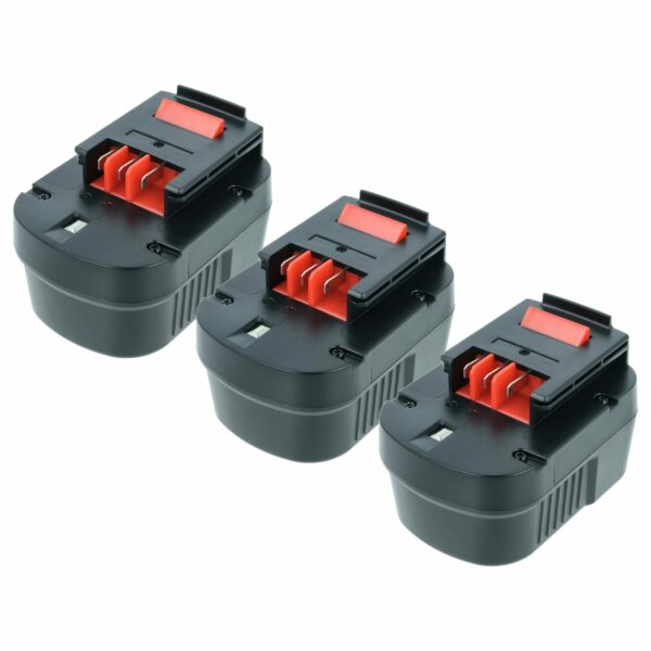 Pack 3x Bateria vhbw para Black & Decker A12, A12-XJ, A12EX, A1712, A12E - 3000 mAh, 12 V, NiMH