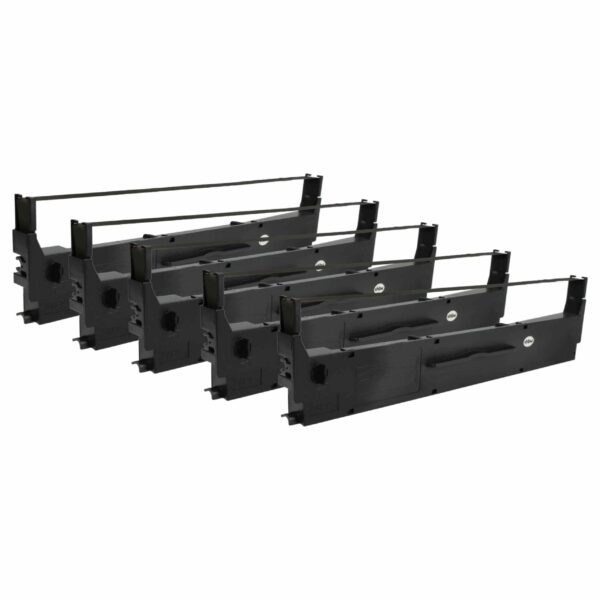 5x Fita de Tinta Compatível Epson C13S015637 para Impressora Matricial e Recibos - Preto vhbw