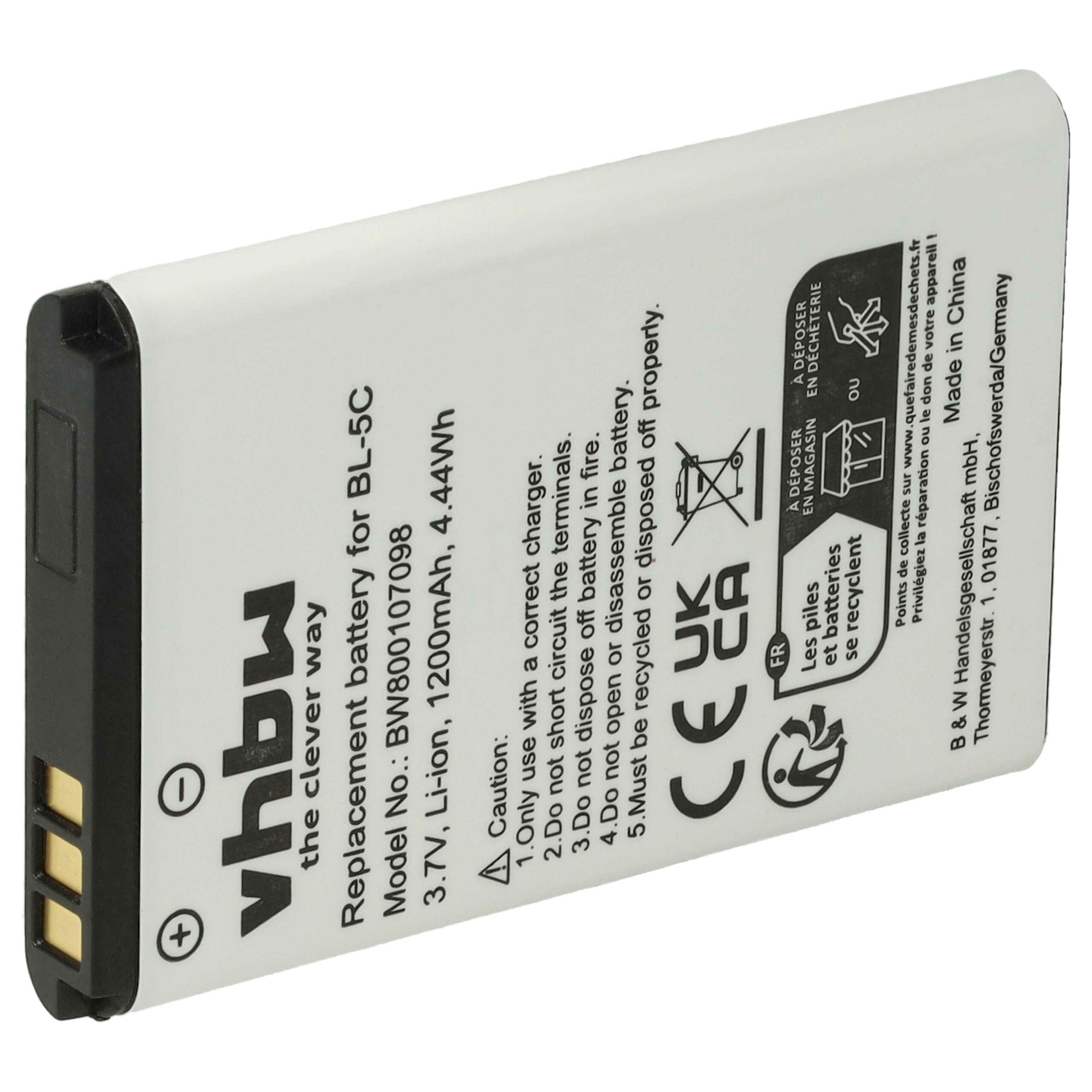 Bateria vhbw para Alcatel 3BN67332AA, 10000058, RTR001F01 - 1200 mAh 3.7V Li-Ion (Pack 2x) - Image 3