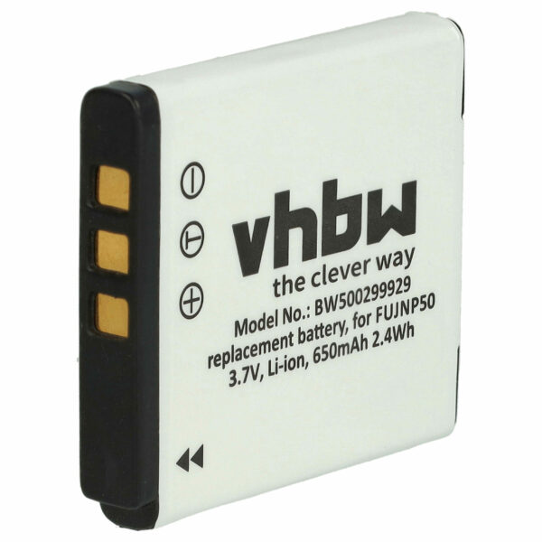 Bateria vhbw compatível com Fujifilm NP-50/NP-50A - 650mAh, 3.6V, Li-Ion