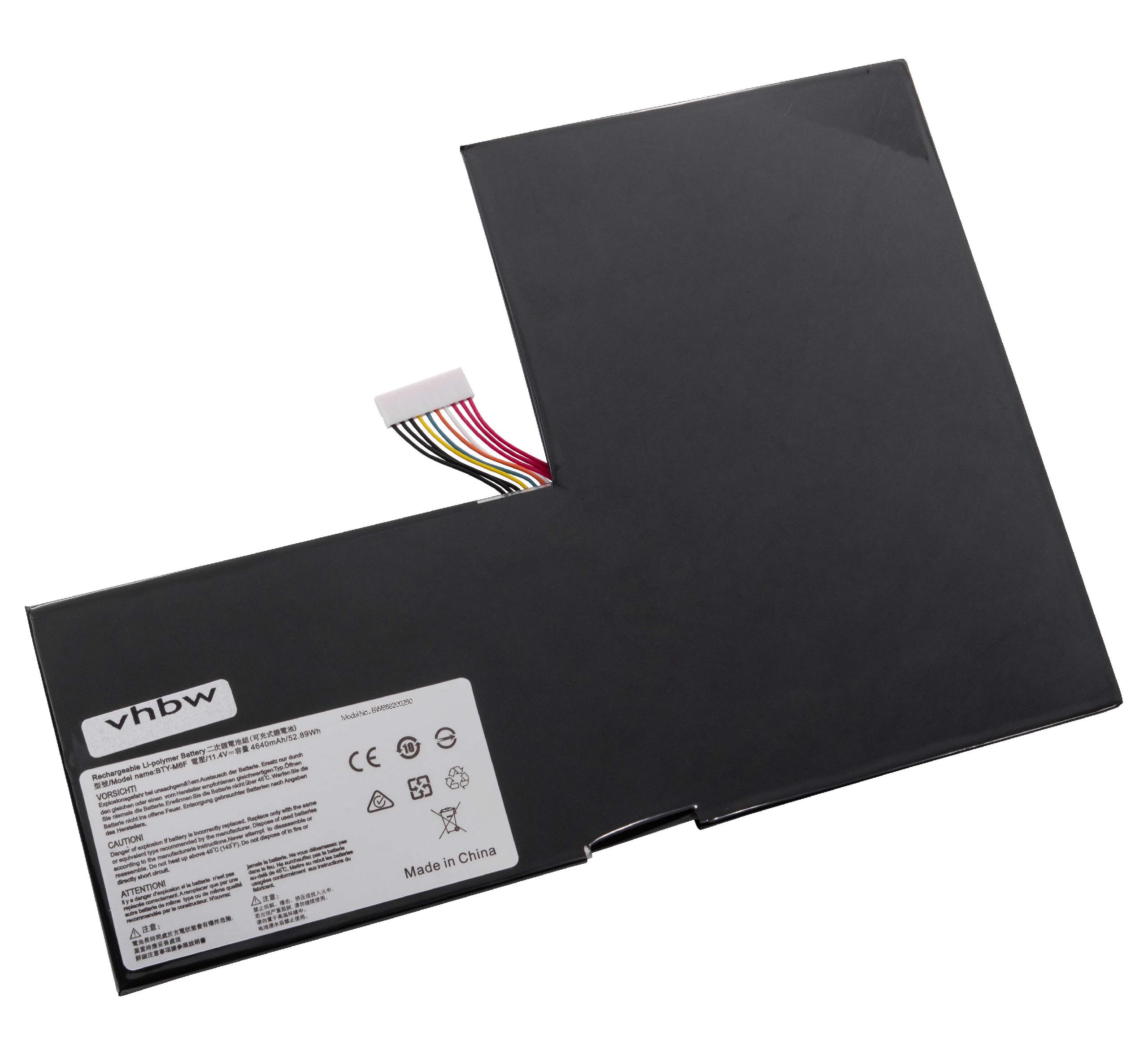 Bateria vhbw para MSI MS-16H2, BTY-M6F - 4640 mAh, 11.4 V, Li-polímero