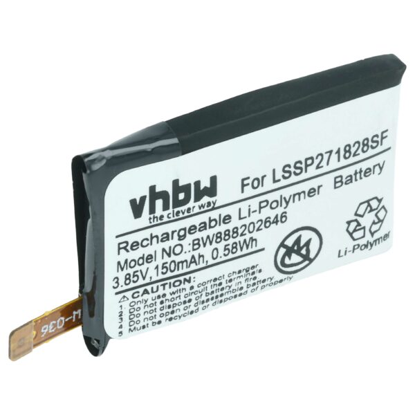 Bateria Smartwatch vhbw para Fitbit FB504, FB505, Versa - 150 mAh 3.85 V