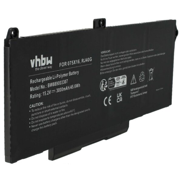 Bateria para Portátil vhbw substituível por Dell RJ40G, 075X16 - 3000 mAh 15.2 V Li-Ion