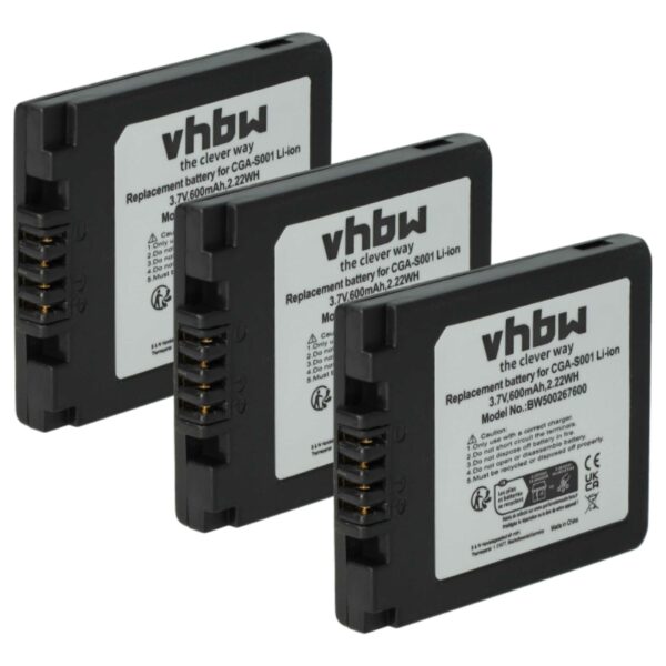 3x Bateria vhbw para Leica BP-DC2 - 500mAh, 3.6V, Li-Ion