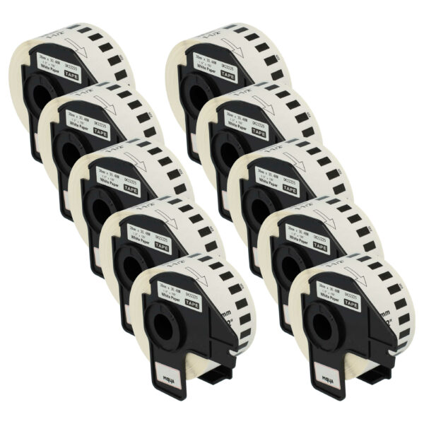 10x Rolo de Etiquetas Compatível com Brother DK-22225 - 38 mm x 30,48 m