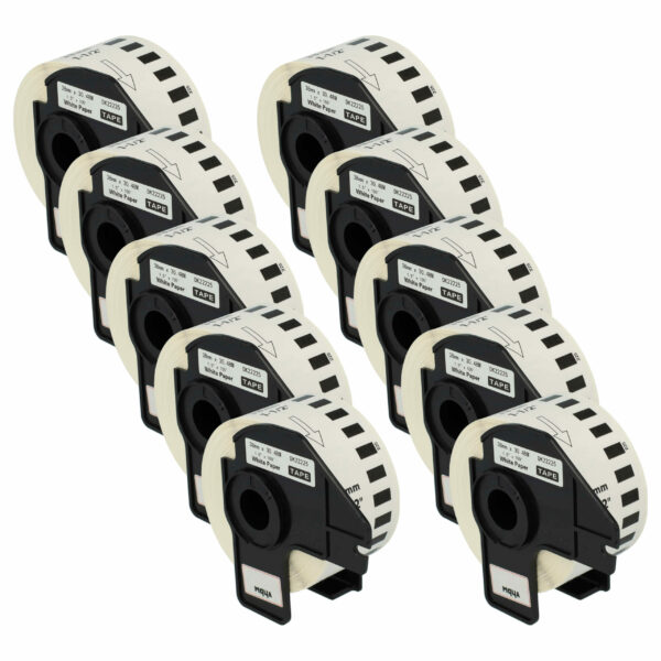 10x Rolo de Etiquetas Compatível com Brother DK-22225 - 38 mm x 30,48 m