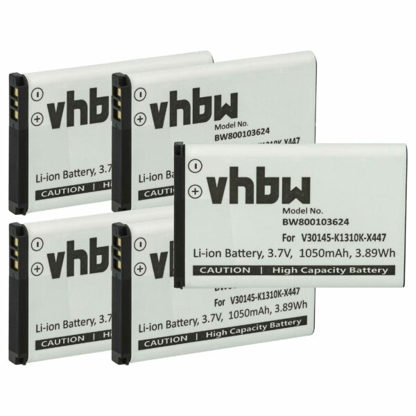 5x Bateria vhbw substitui Siemens V30145-K1310K-X447 para telefone fixo DECT - 1050 mAh 3.7 V Li-Ion