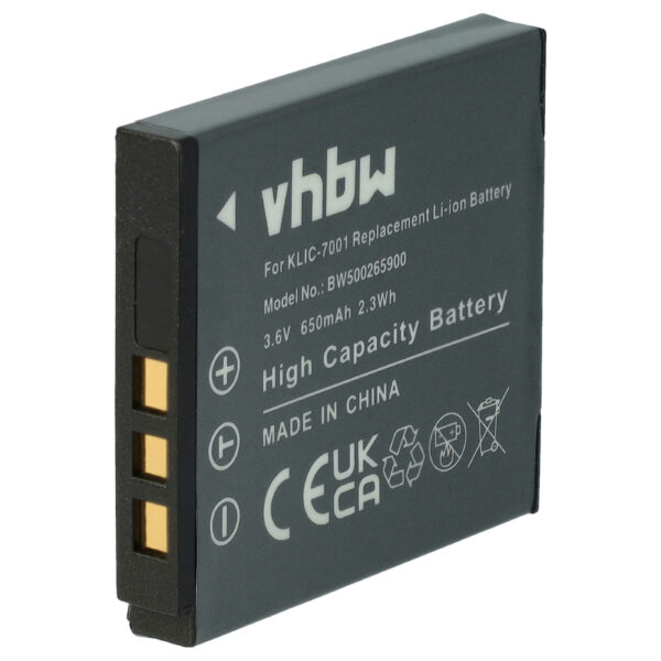 Bateria compatível com BenQ DLi-213 - 650mAh, 3.6V, Li-Ion vhbw