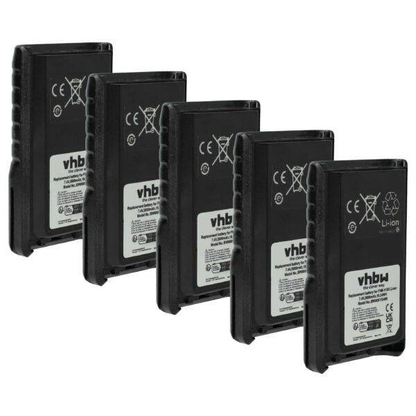 Bateria vhbw 5x para Rádio Yaesu Vertex FNB-V103, FNB-V104, FNB-V103LI, FNB-V104LI - 2600 mAh 7.4 V Li-Ion