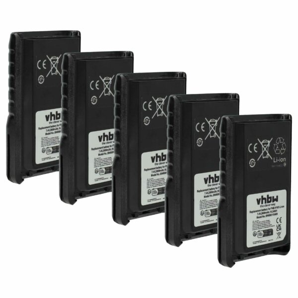 Bateria vhbw 5x para Rádio Yaesu Vertex FNB-V103, FNB-V104, FNB-V103LI, FNB-V104LI - 2600 mAh 7.4 V Li-Ion