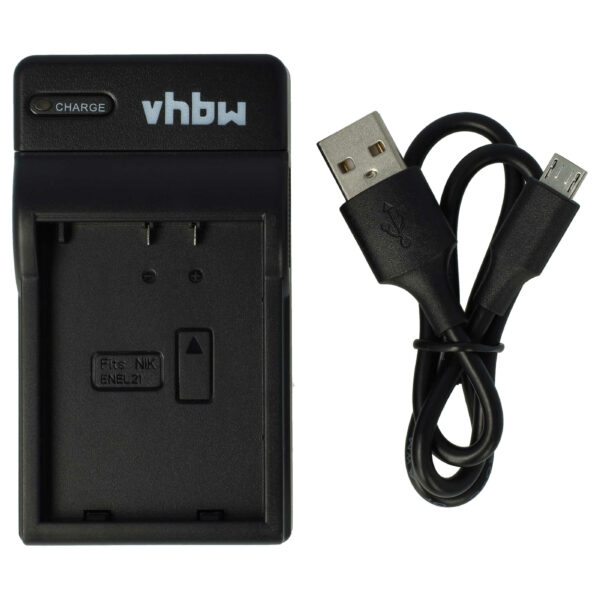 Carregador de Bateria USB-C vhbw + Cabo para Câmara Nikon 1 V2 - 0.5 A